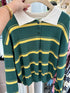 Knitted Collar Down Stripes Sweaters